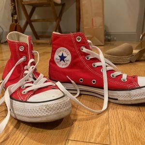 Red Converse High Tops Size 7